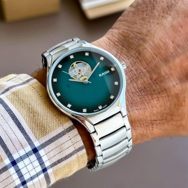 First Copy Rado Men's Silver & Green True Secret Diamonds Watch - Image 2