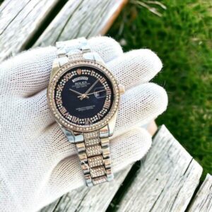 Rolex First Copy Zoom Watch for Men with Blue Dial & Two-Tone Diamond Bracelet