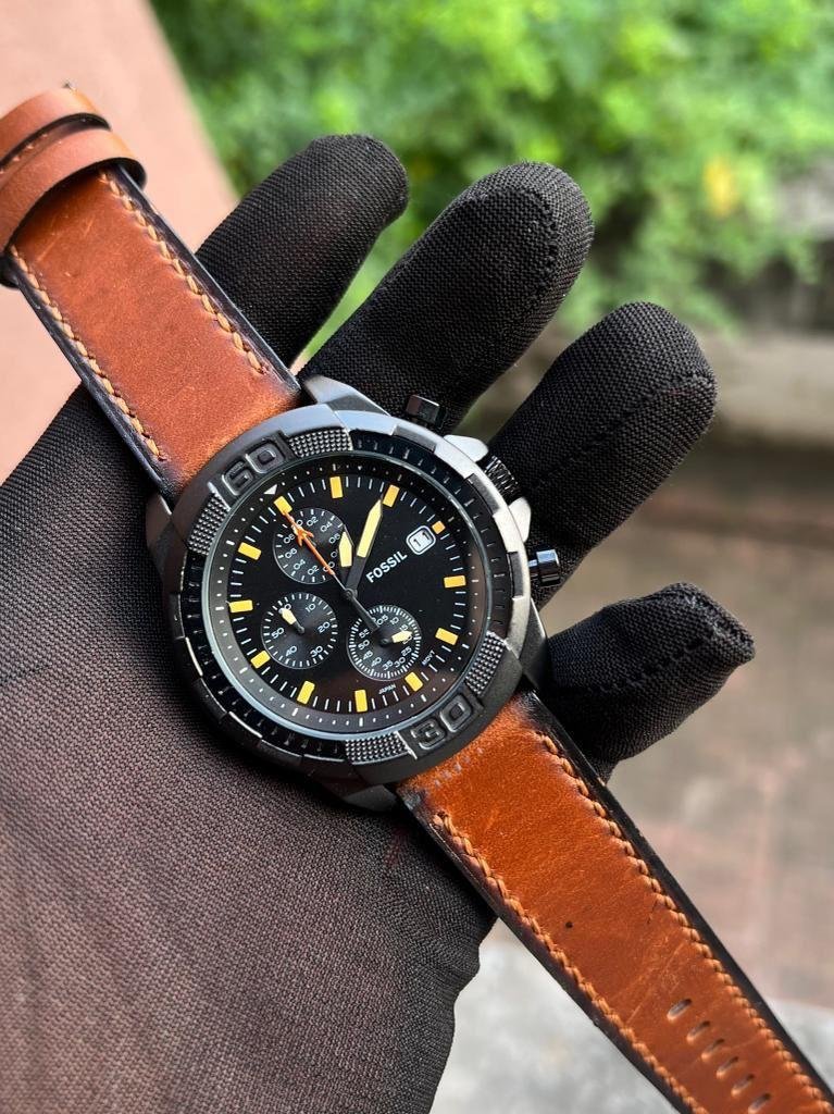 Brown Leather Fossil Watch For Men (SG-258)