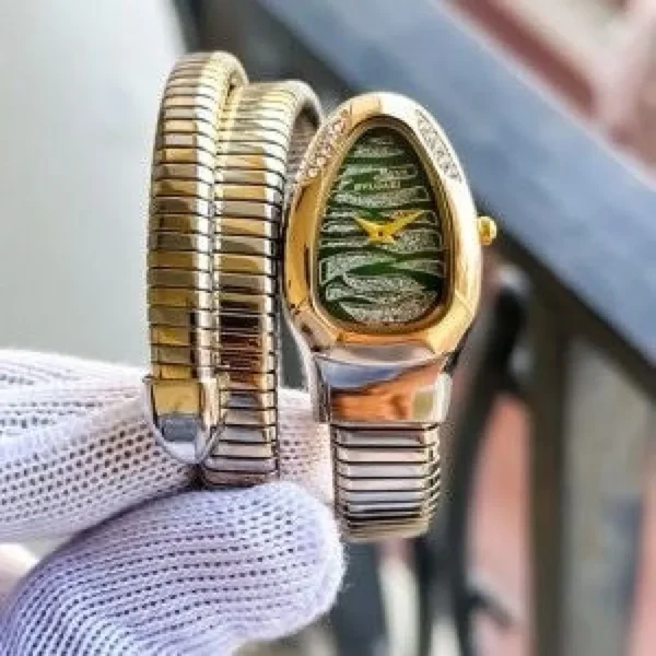 Bvlgari Watch Snake Darcy Two Tune Diamond Green For Women (SUP732)