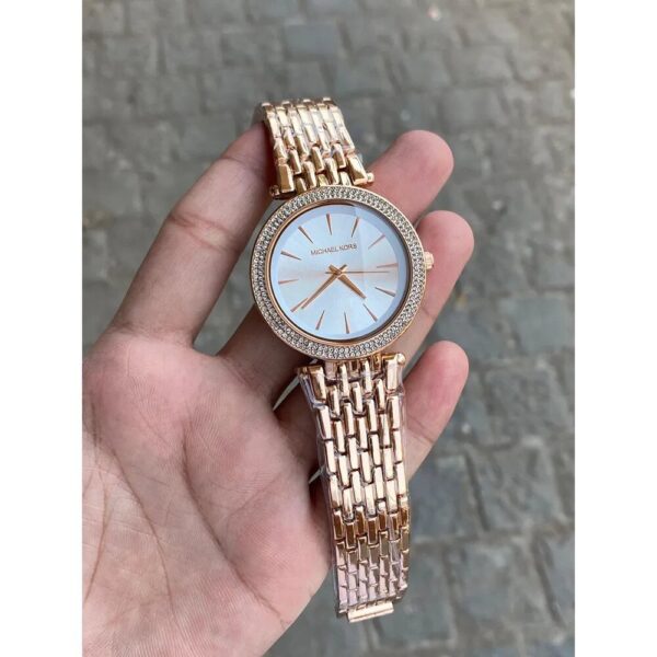 Michael Kors White Dial Watch for Women (SG-757) – Rose Gold Chain | Premium First Copy - Image 2