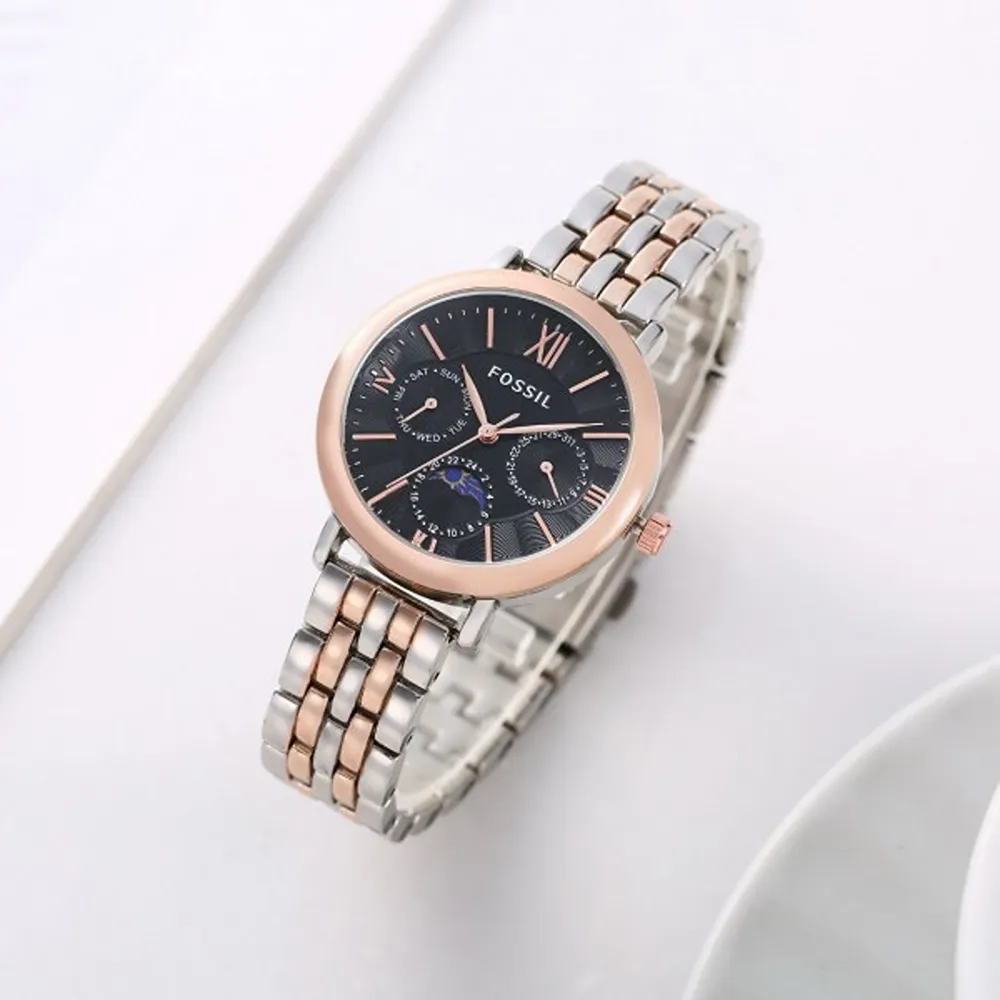 Fossil Watch Jacqueline Sun Moon Two-Tone-Copper-Black For Women (CS33)