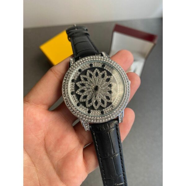Luxurious Diamond Spinner Leather Watch (SG-902) - Image 2