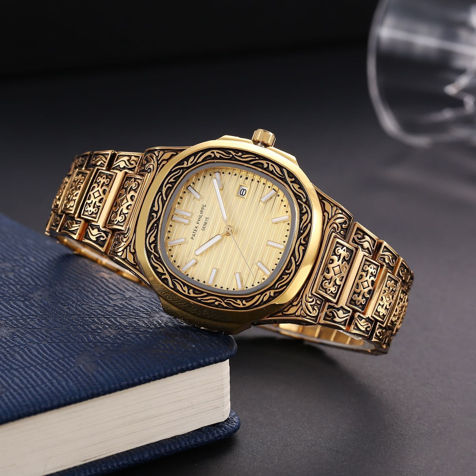 Patek Philippe Watch Silver Black For Men (SG-355)