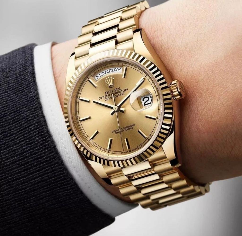 Rolex Day Date Watch : 2.0 Rolex Day-Date Stainless Steel “Automatic” Gold Watch For Men (SG-277)