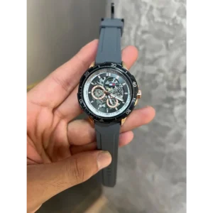 Tommy Hilfiger Watch Grey Silicone Strap Automatic Open Machinery For Men (SUP227)